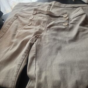 Y2k Pants High-Rise Button-Front Beige Jeans